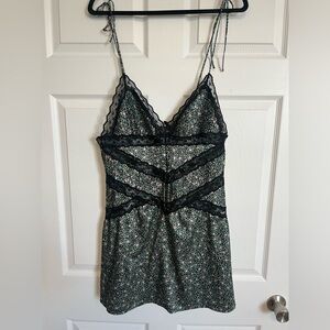 For Love and Lemons Farrah Slip Dress NWT XL Black Floral Lingerie Lace